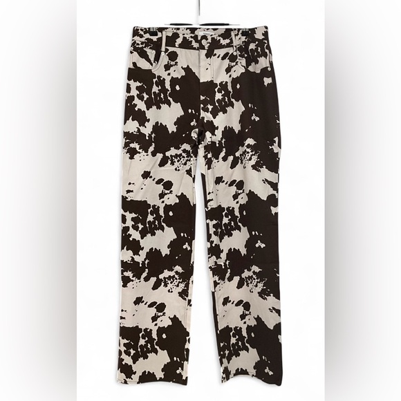NWT MIAOU x Revolve| SZ M | Brown White Print High Rise Straight Leg Jeans Pants - Picture 5 of 11